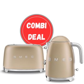 COMBIDEAL - Smeg KLF03CHMEU & TSF01CHMEU champagne waterkoker en broodrooster